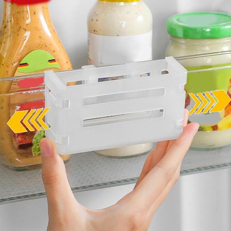 Refrigerator Side Door Telescopic Storage Box Cheese Slices Organize Case Snap Type Seasoning Bag Sorting Box Storage Rack