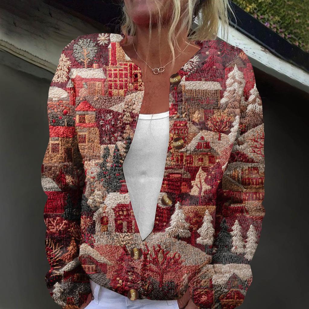 Langermet strikket cardigan-jakke med knapp ned for kvinner