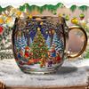 Christmas Glass Mug Stocking Stuffer Coffee Mug 300ml Festive Beverage Containers Holiday Drinking Glassware For Hot Cocoa Latte