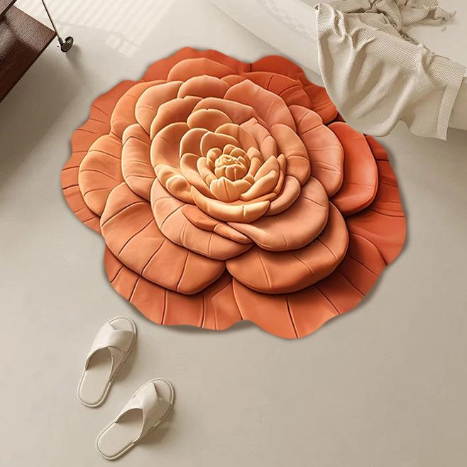 Peony Diatomaceous Earth Floor Mat – Stain-Resistant, Easy-to-Clean, Water-Absorbent Carpet for Bathroom/Entrance