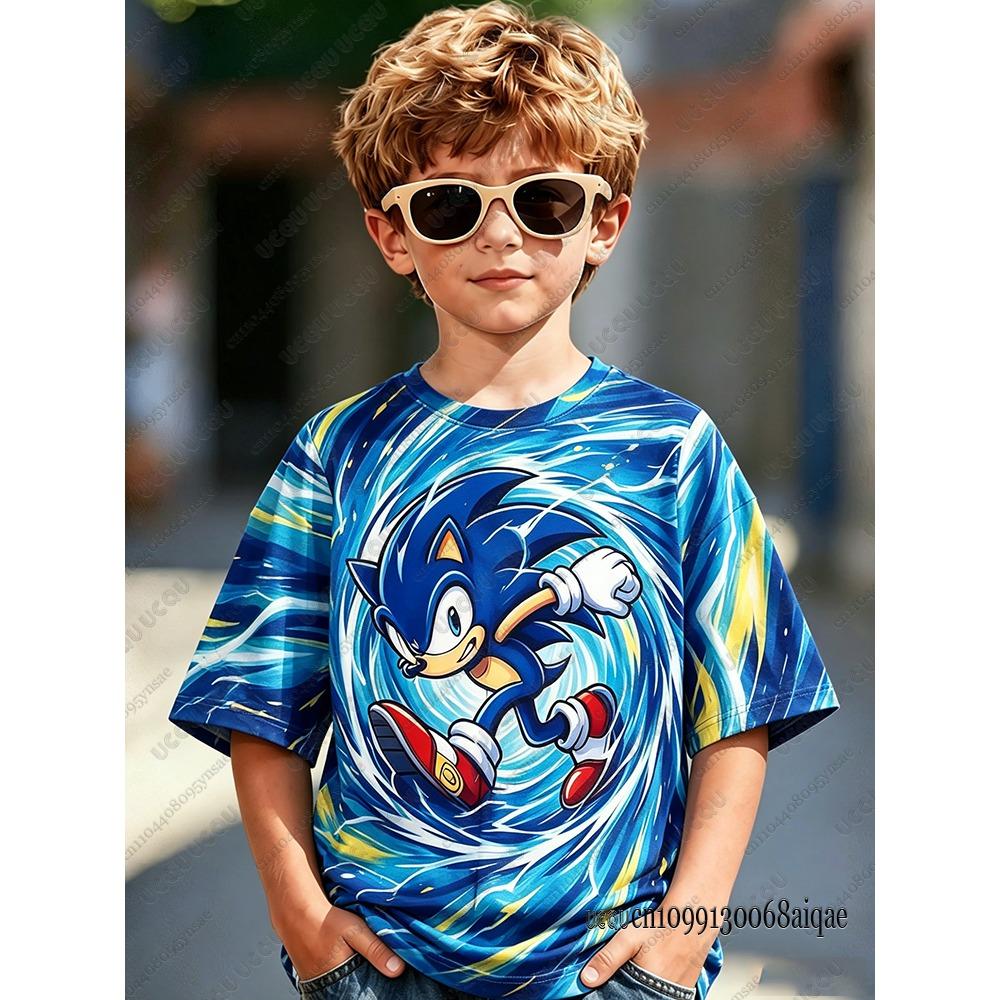 

Cartoon Sonic Print Cosplay T-shirt Children s Summer Boys and Girls Cute T-shirt Casual Round Neck Street Clothes Sonic T-shirt 110