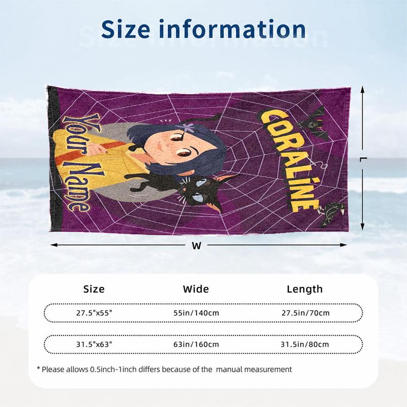 Coraline Custom Name Beach Towels Also Serve As Bath Towels Summer Essential a Musthave for the Outdoors the Beach and the Pool