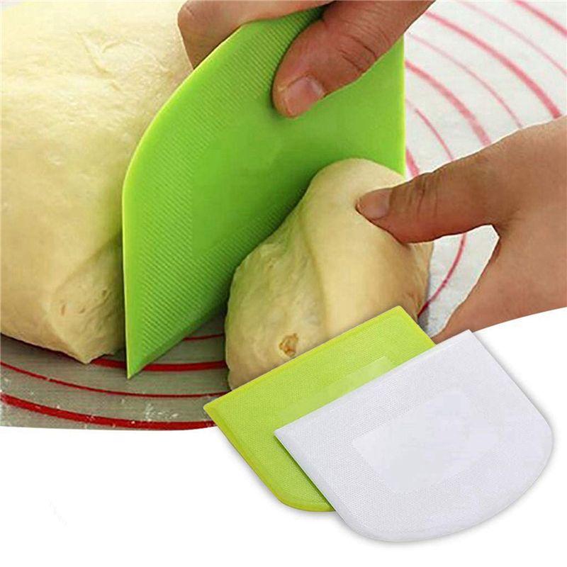A84E-6 Pieces Dough Scraper Bowl Scraper Food-Safe Plastic Dough Cutter Flexible Plastic Scraper Practical Bench Scraper
