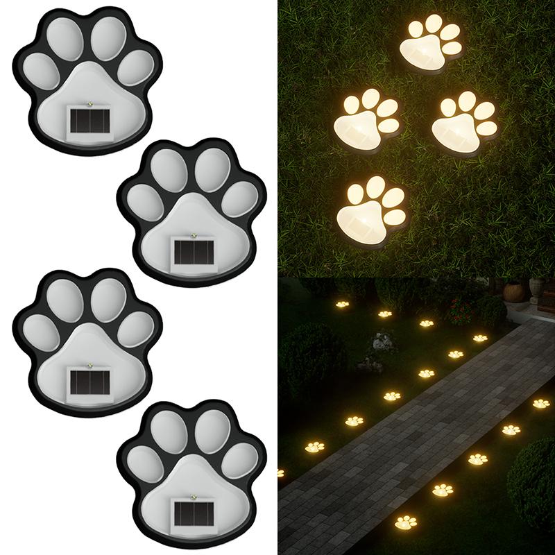 Outdoor LED Solarleuchte Wasserdicht Hund Katze Tier Pfotenabdruck Licht Weg Rasenlampe für Garten Terrasse Rasen Sommer Camping Heimdeko