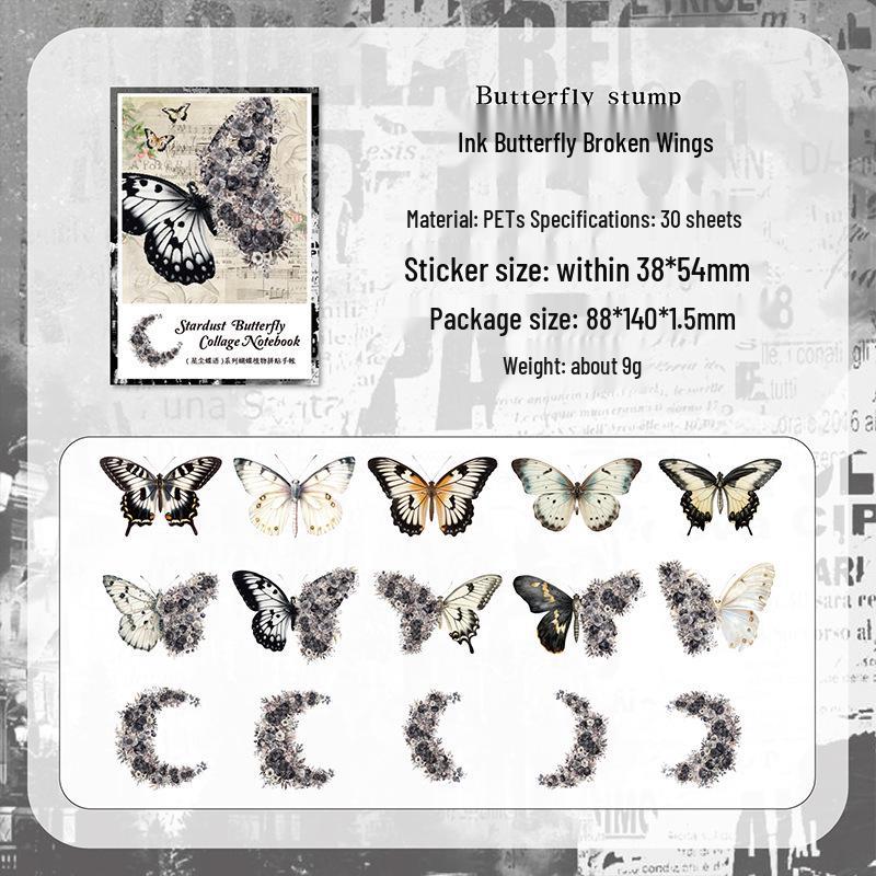 PET Butterfly & Cartoon Stickers for DIY Journaling, Guka Decoration, Kids' Water Bottles, and Scenery Designs.