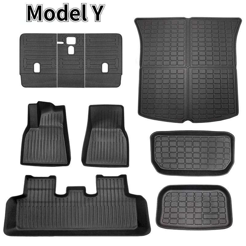 

Полный комплект из TPE Frunk, напольный коврик для сиденья для багажника Tesla Model Y 2022, грузовые вкладыши, коврик для багажника автомобиля, коврик для ног, защита спинки сиденья