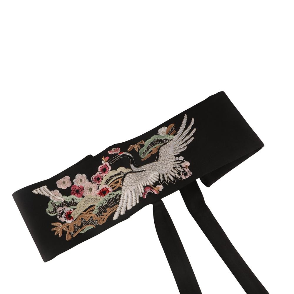 Crane Wide Belt Flower Women Waistband Personality Hanfu Cummerbunds  Ladies