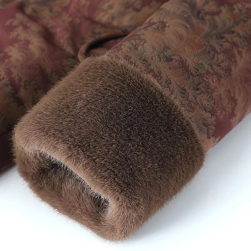 Dicke Jacke mit Plus-Samt-Futter, Damen-Steppjacke, Warme Steppjacke, Jacke im chinesischen Stil