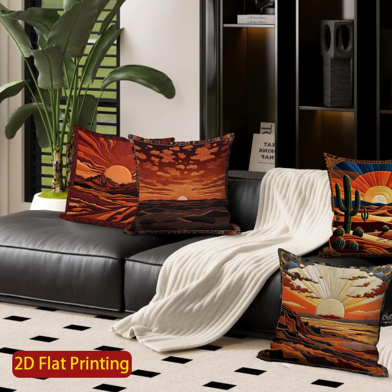 2D Southwestern Desert Sunset Throw Pillow Covers** Pattern Cushion Cover Suitable For Sofa Bedroom Car Pillow Cover