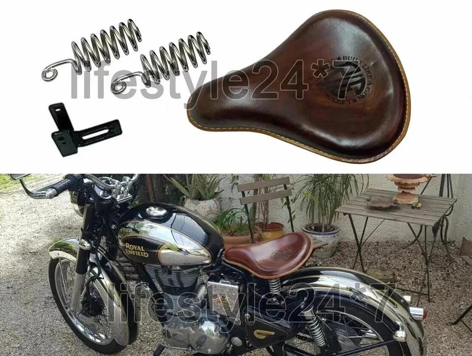 Fit For Royal Enfield Classic 350cc 500cc Front and Rear Leather Seat Brown