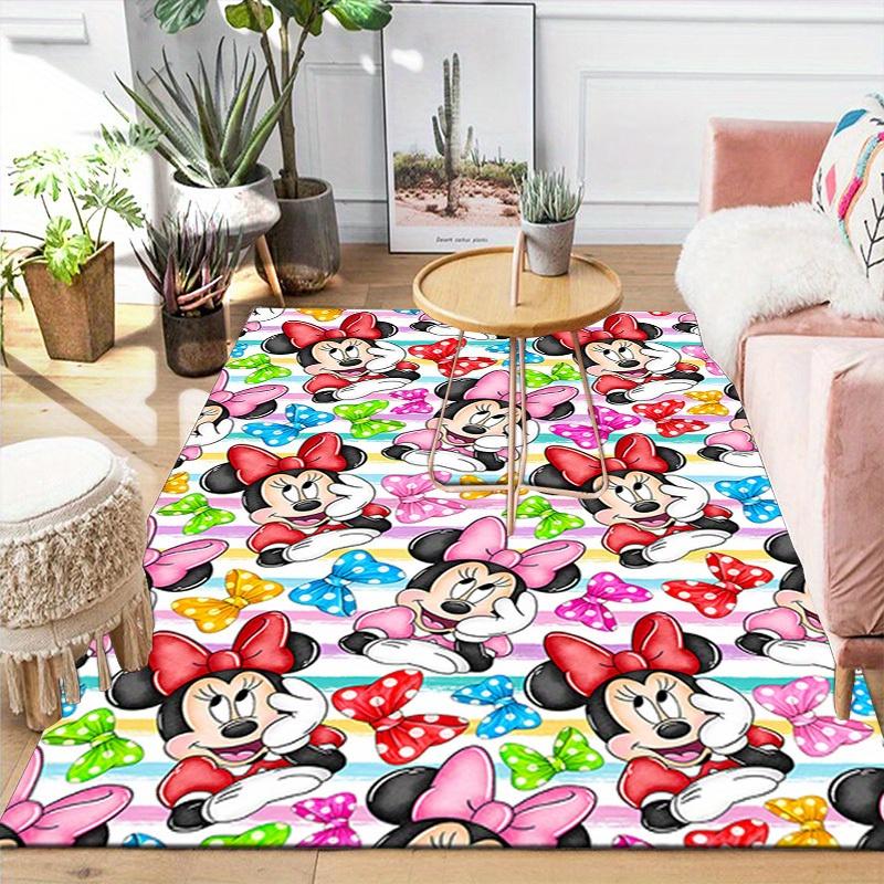 1 alfombra de área de Mickey y Minnie, alfombrilla antideslizante para suelo, diseño de personaje de dibujos animados, terciopelo suave, decoración de habitación, lavable