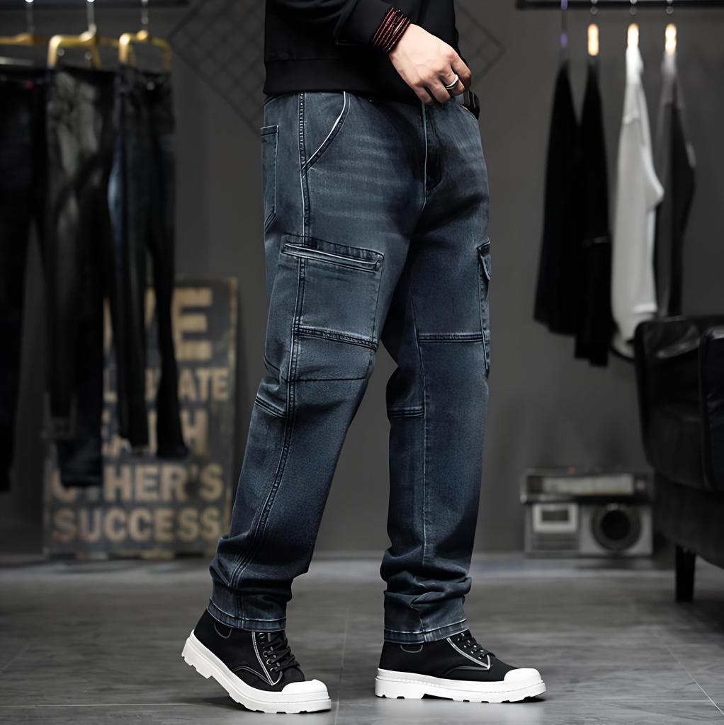 Große Größen Herren Frühling und Herbst Casual Denim Hosen