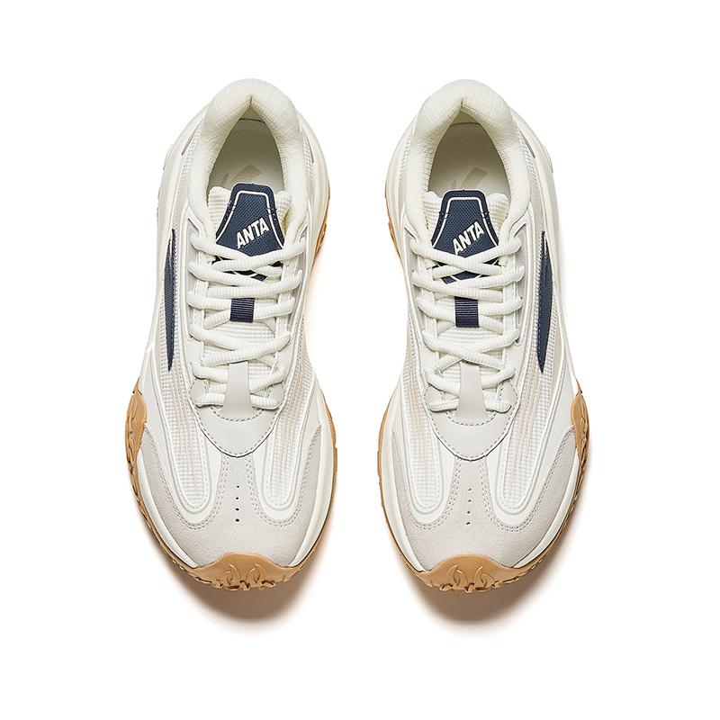 Anta Fabric Mochi Shoes Comfortable Versatile Thick Sole Low Top Casual Shoes Men sneaker White Gray Blue 912418870-2