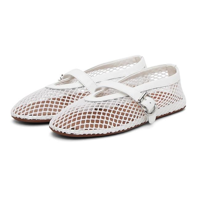 Women Mary Jane Flat Heels Mesh Buckles Cut Outs Ventilate Black Casual Summer Round Toe Shoes Woman