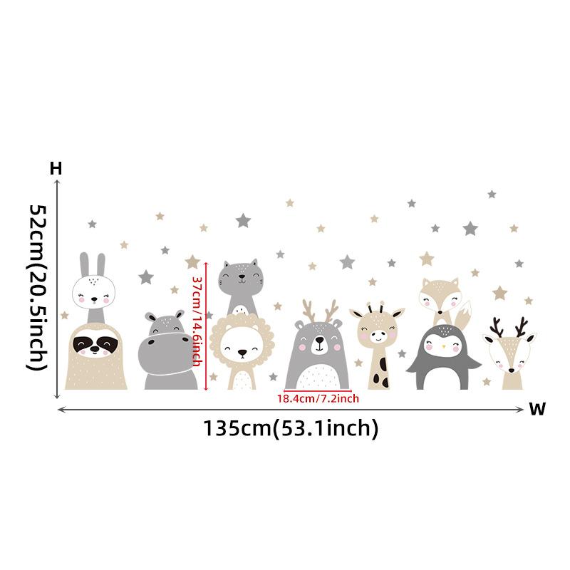 Safari Jungle Woodland Animals Wall Decals Wall Stickers for Boys Girls Baby Nursery Kids Bedroom Living Room Classroom Decor