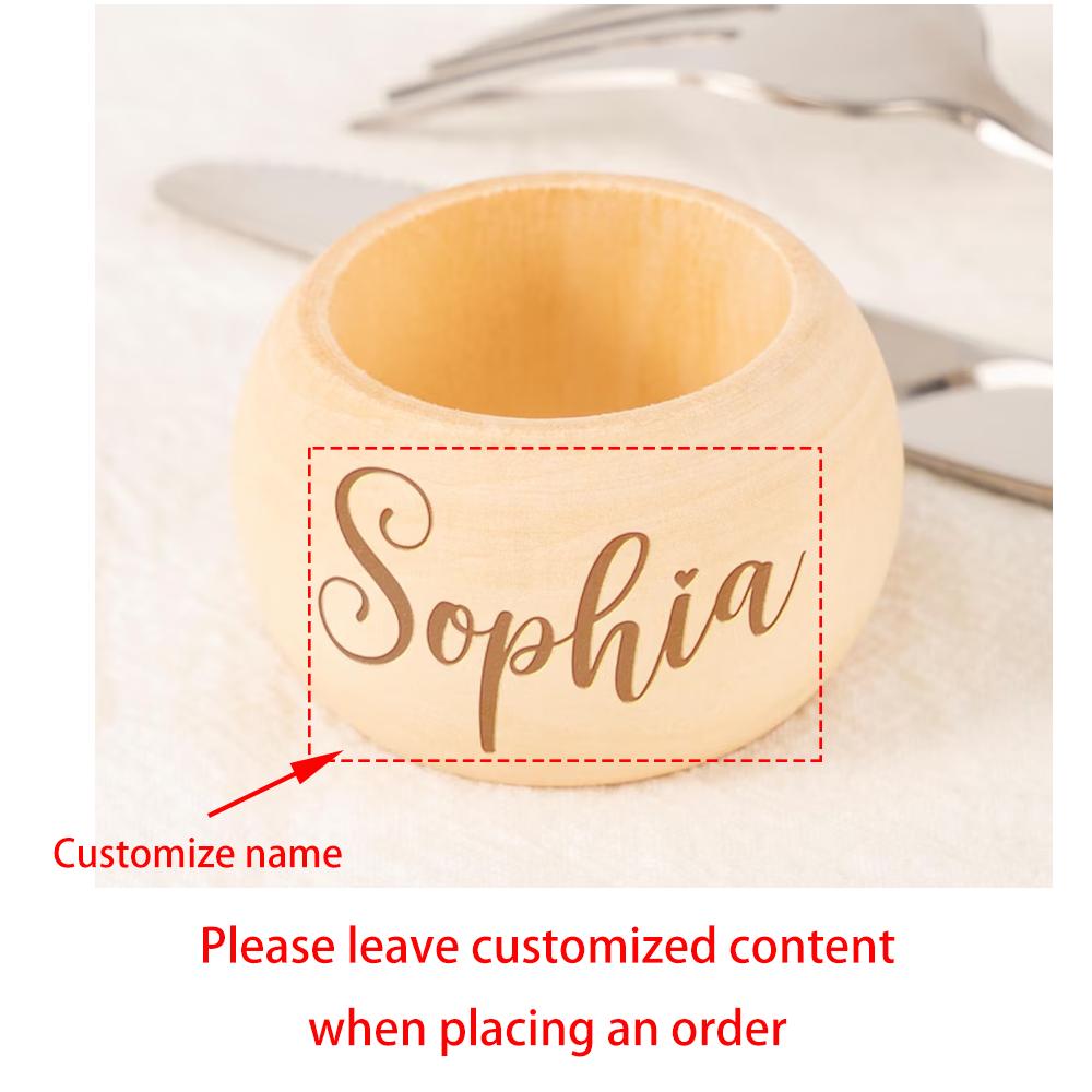 

4Pcs Custom Wooden Napkin Rings with Name Rustic Wedding Engagement Bridal Shower Birthday Bachelor Party Table Place Setting 4pcs 3x5cm