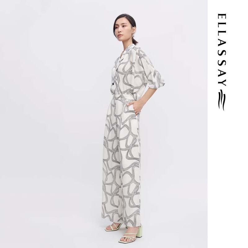 ELLASSAY Women's Mulberry Silk Loose Printed Shirt