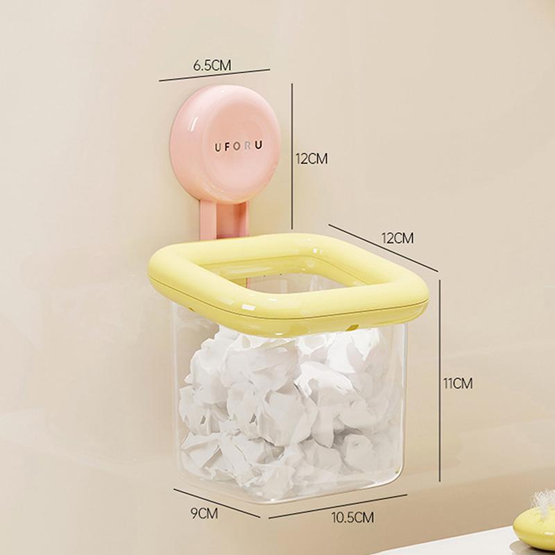 Dopamine Color Suction Cup Storage Box Wall Hanging Transparent Waste Face Towel Organizer Abs Cosmetic Holder Case