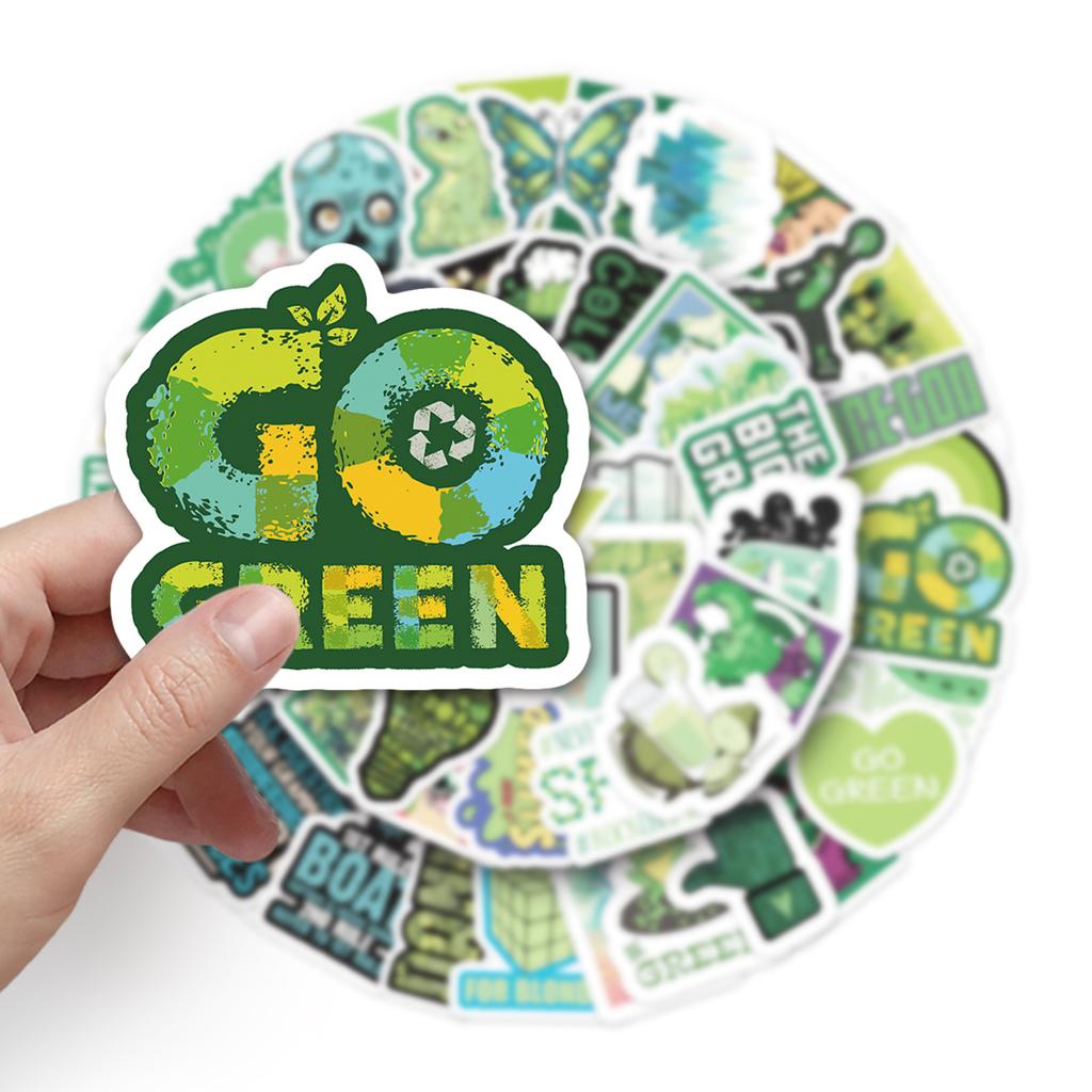 67 Green Small Fresh Graffiti Suitcase Waterproof Self-adhesive Cartoon Bicycle Car Decoration Stickers