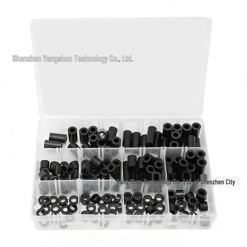 150-Piece Black Nylon Round Spacer Set (M6, 3-25mm)