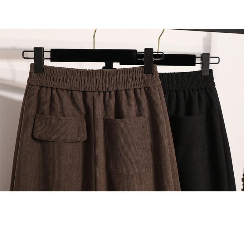 Toamnă Iarnă 2024 Fuste lungi de talie mare pentru femei, linie A, supradimensionate, elegante, fuste despicate cu talie înaltă