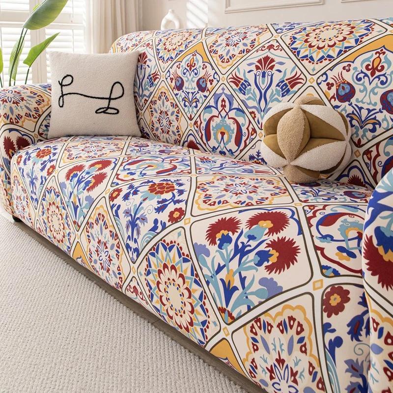 American Printed Elastic Sofa Cover All Inclusive Stretch Couch Slipcover For Four Seasons Soft Couch Cushion For Living Room