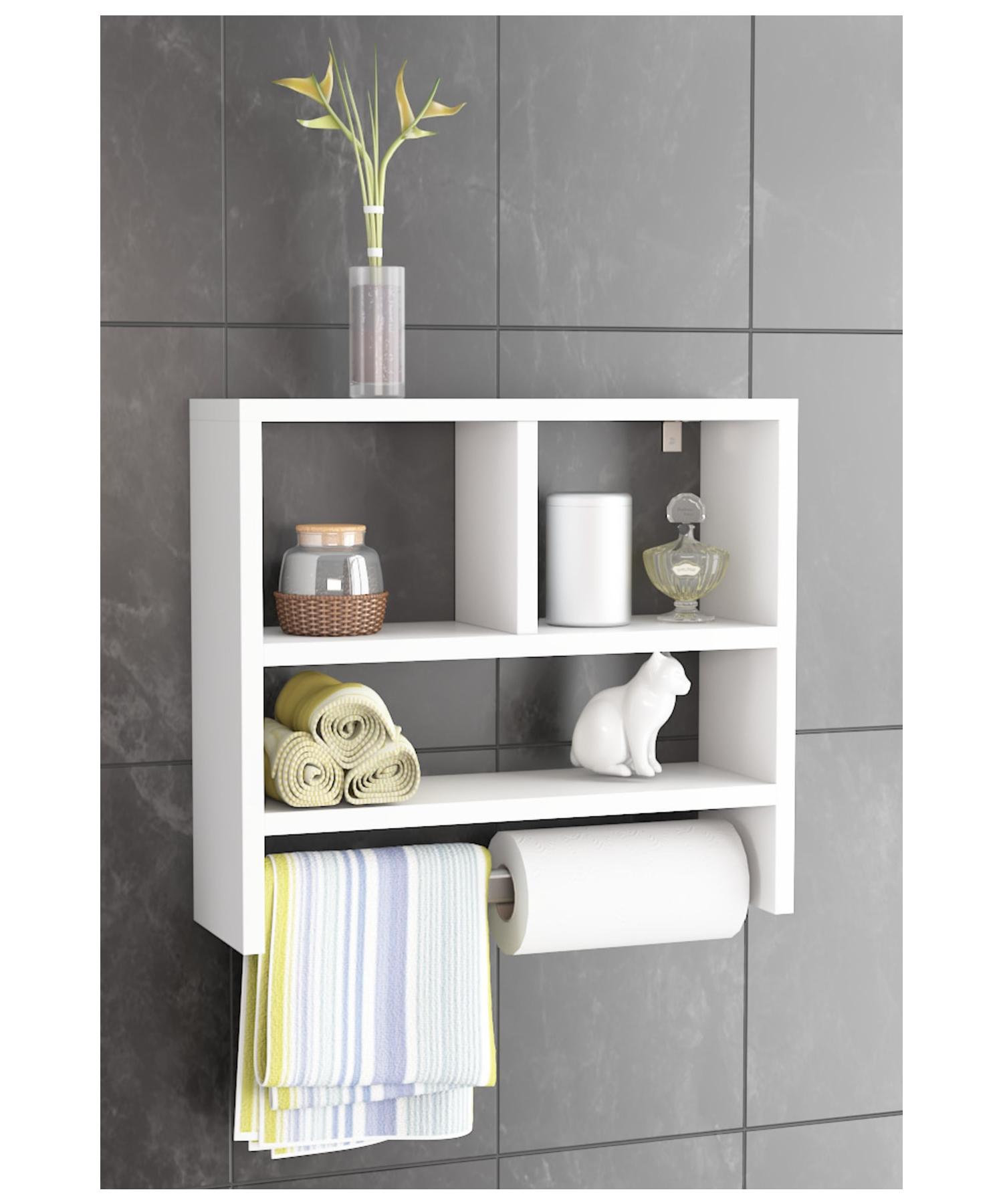 

Кухонная полка для ванной Flora Axe с вешалкой для полотенец (белый)