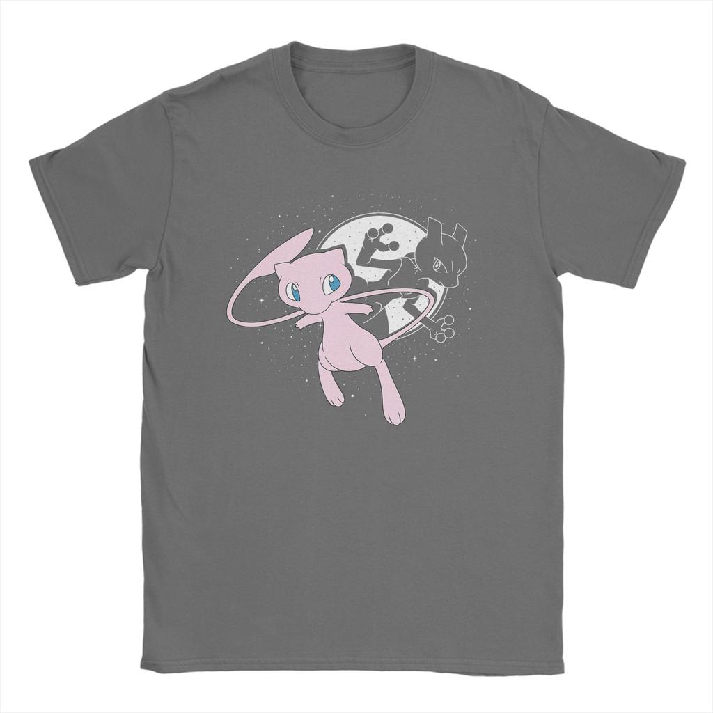 PPokemon Celestial Mew Mewtwo Moon T Shirts Mens Pure Cotton TShirt Round Collar Tee Shirt Short Sleeve Clothing New