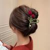 Retro Red Velvet Tulip Hair Clip Sweet Girly Pearl Hair Clip Design Velvet Tulip Hair Elegant Metal Shark Clip Hair Accessories