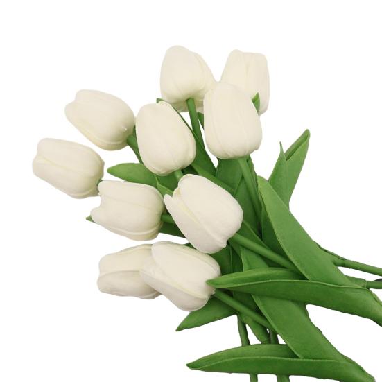 6 Pcs Artificial Tulip Flowers Real Touch Faux PU Tulip Bouquet Fake Flower Arrangement for Home Room Office Party Wedding Decoration