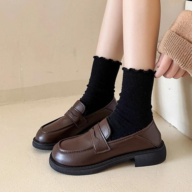 Mode Lucyever Damen Slipper 2024 Frühling Britischer Stil Slipper Plateau Mary Jane Schuhe Frau Japanische Jk Uniform Lolita Schuhe Damen