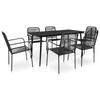 Day and Night - Day and Night Garden Dining Set 7 Pieces Cotton Rope and Black Steel