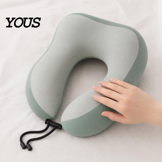 Durable Travel Neck Cushion U Shaped Pillow, Memory Foam Cooling Support Portable Headrest with Removable Washable Cover for Office Planes Trains