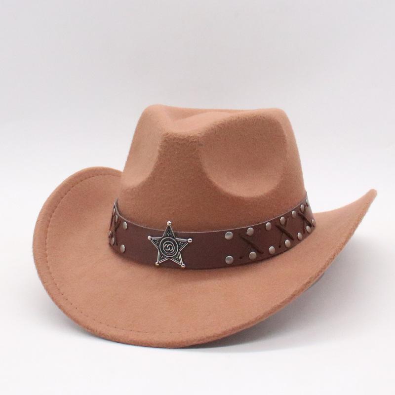 Men'S And Women'S Felt Hats Amazon'S New Warped Woolen Western Cowboy Hats Outdoor Travel Hats Curled Top Hats