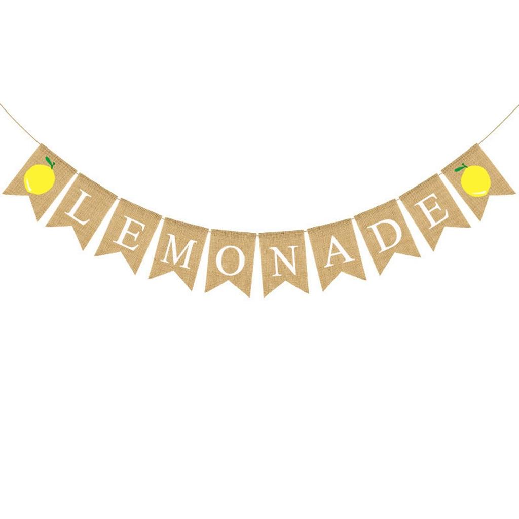 Baby Shower Backdrop Summer Hanging Lemon Bunting Garland Banner Party Decoration Flag Layout