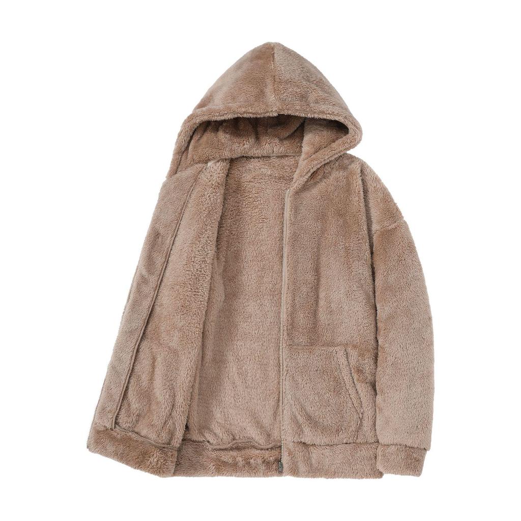 Arctic Velvet Men's Winter Hooded Cardigan - Loose Fit, Warm & Fluffy Style