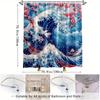 1pc Cherry Blossom Wave Shower Curtain - Stunning Japanese-Inspired Bathroom Decor, Polyester Fabric with 12 Hooks,