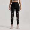 Women's Color Blocked Mesh Yoga Pants with European and American Splicing, High Waist and Hip Lifting Running Sports Pants