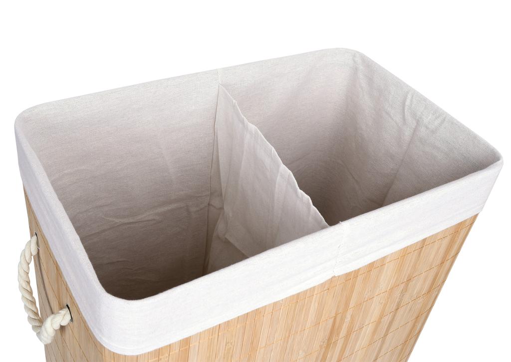 Soren Bamboo Laundry Basket, 2 Compartments, Natural
