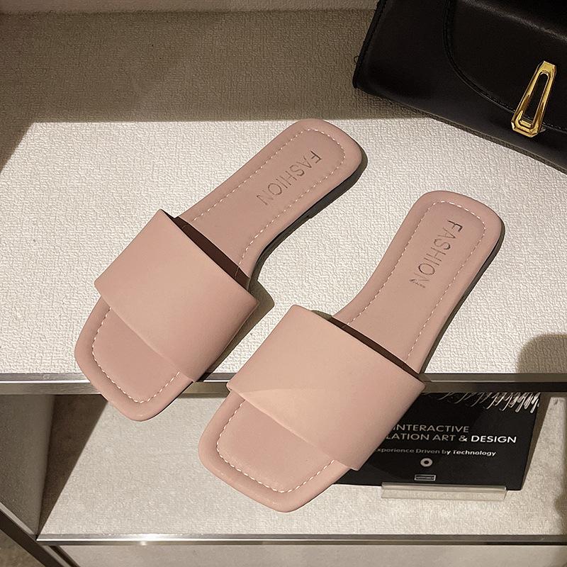 Slippers Women's Summer Outer Wear New Fashionable Versatile Flat Bottom Non-slip One-word Drag with Skirt Cool Slippers