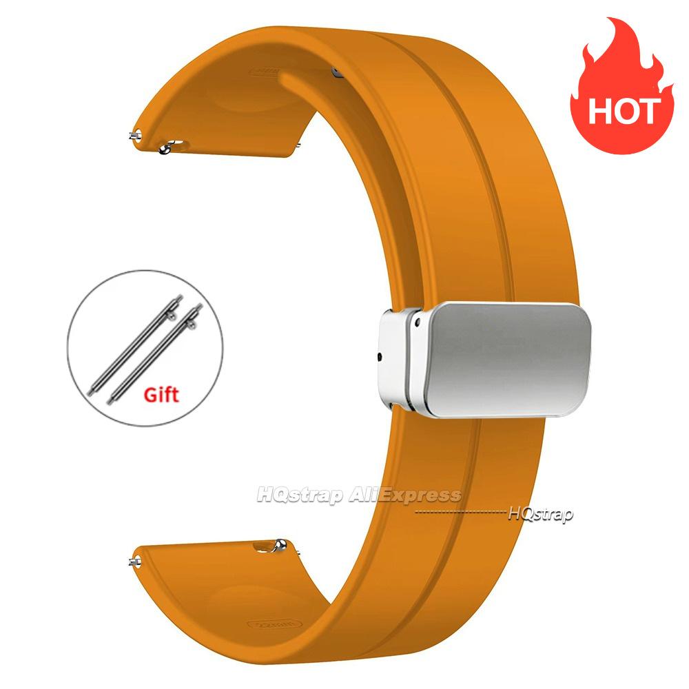 Magnetic Silicone Watch Strap 18mm 20mm 22mm Bracelet Magnetic Metal Buckle Wristband Quick Release Men Women Band Accessories