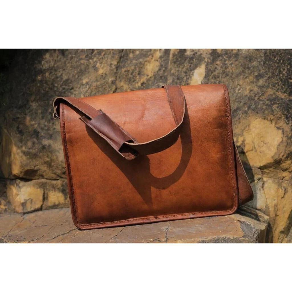 Bag Men Leather Vintage Messenger Satchel Shoulder Laptop Genuine