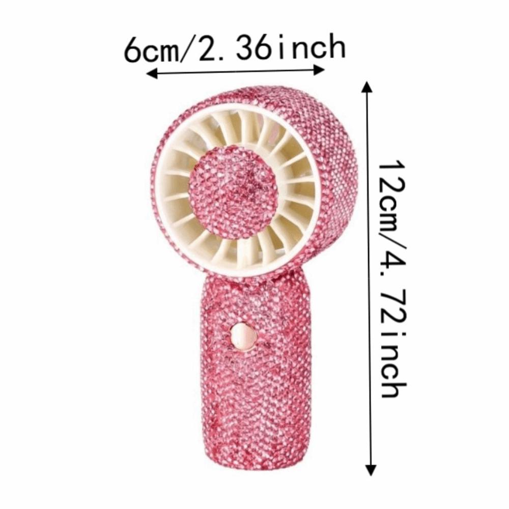 Sparkling Mini Cooling Fan 3 Gears Portable Hand Fan Stylish Rhinestone Handheld Fan Office