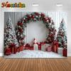 Mocsicka Christmas Tree Photography Backdrop Snowman White Wall Home Gifts Decor Children Family Holiday Party Background Banner