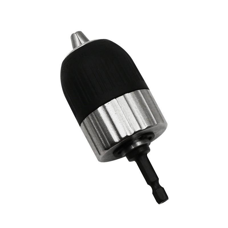 Self-Tightening Drill Chuck Adapter with Hex Shank, 2-13mm Clamping, 3/8-24UNF