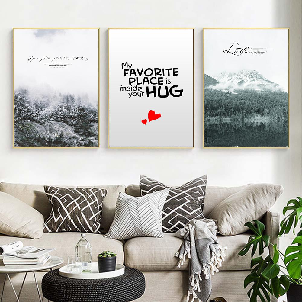 Iceberg Forest Lake Landscape Canvas Motivational Poster Wall Art Print Painting Nordic Style Wall Picture Scandinavian Home
