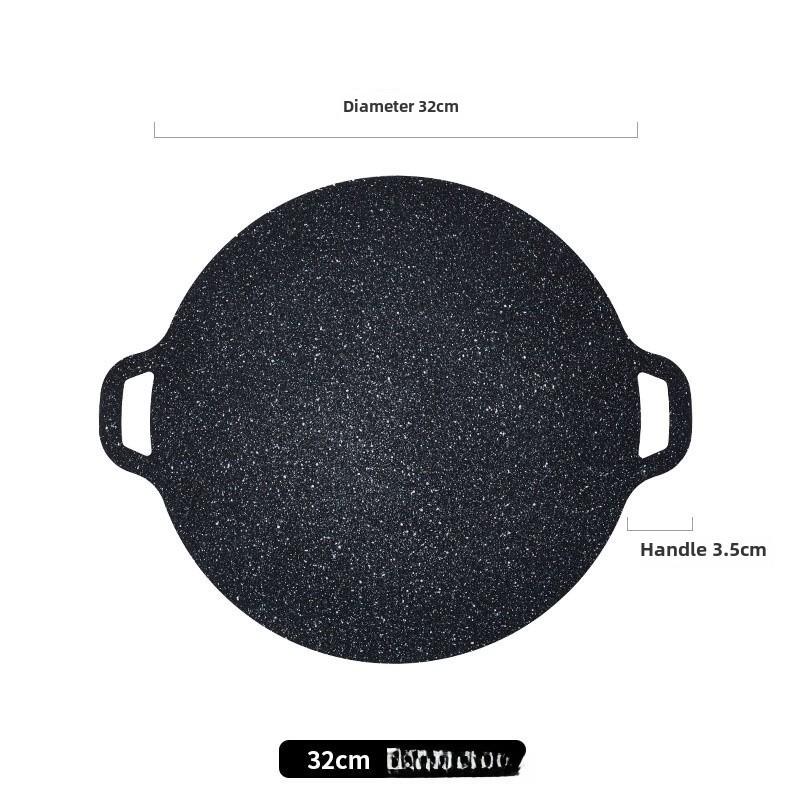 Portable Round Korean BBQ and Omelette Iron Griddle with Double Handles for Outdoor Camping