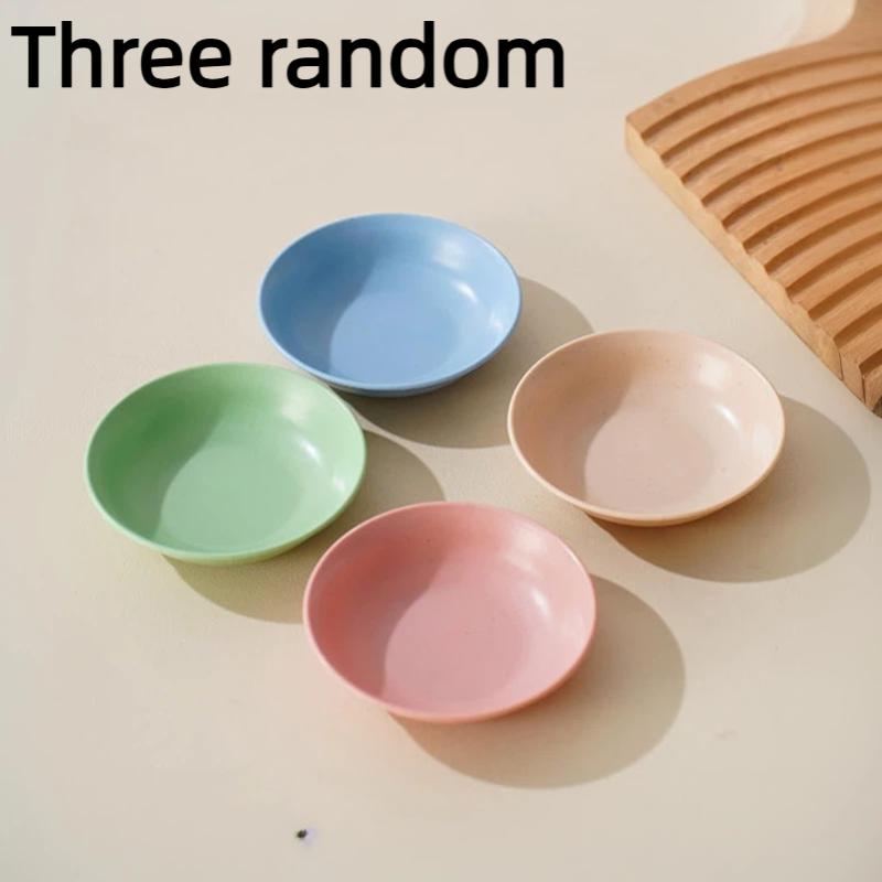 3/6Pcs Household Kitchen Dipping Snack Dish Multiple Cute Shape Seasoning Dish Snack Dish Wheat Straw Small Plate Tableware