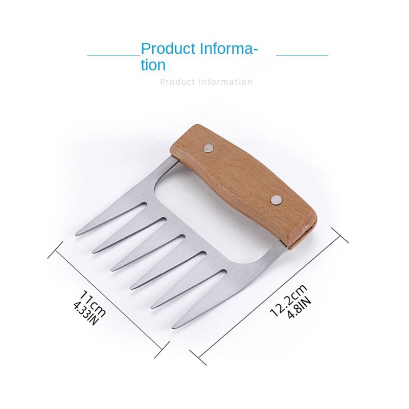 Fleischteiler aus Edelstahl mit Holzgriff, Bärenklau-Gabel. BBQ Barbecue Fleischteiler Multifunktionaler Fleischteiler