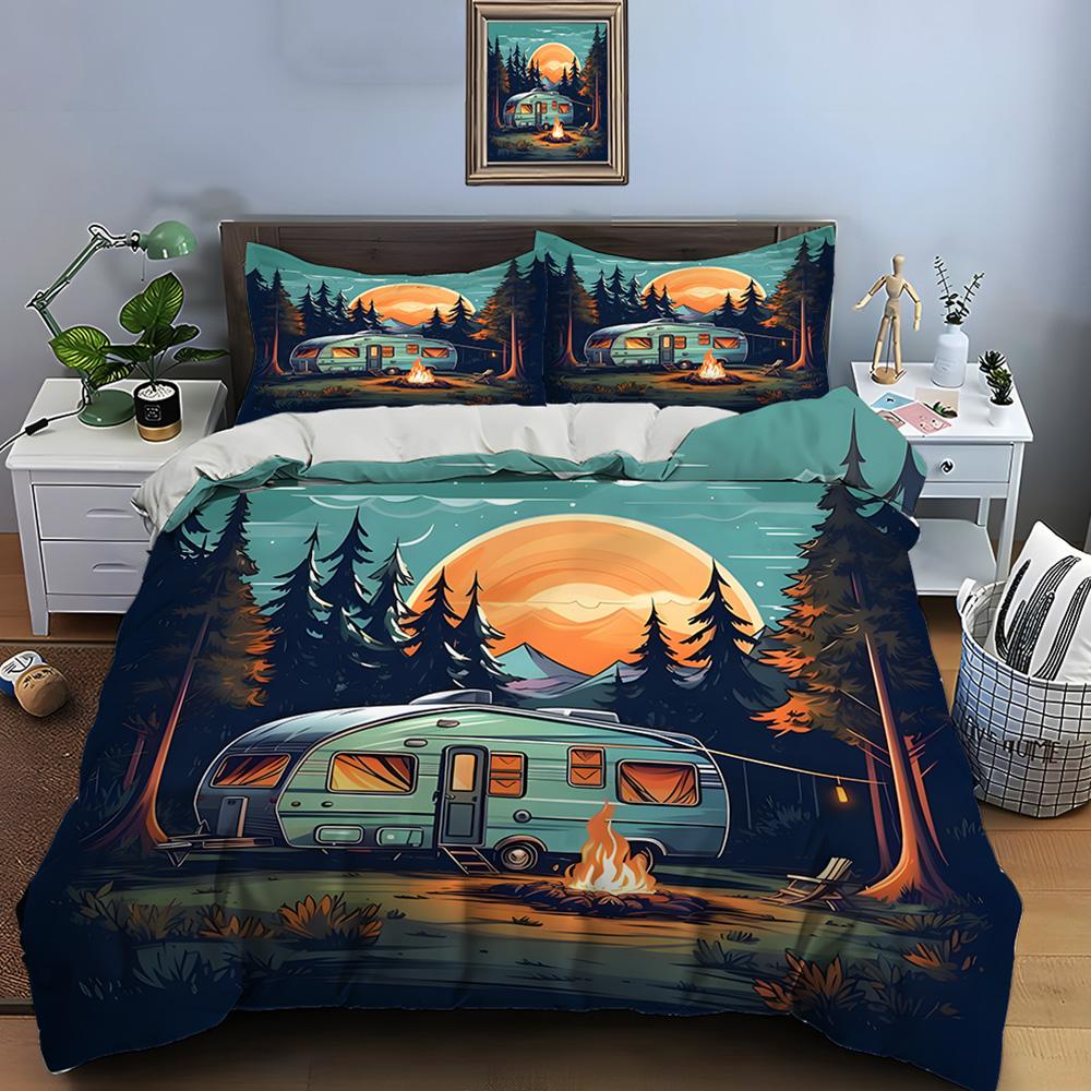 Outdoor camping enthusiasts Print Bedding Set Duvet Cover 1 Duvet Cover 2 Pillowcases Adult and Children Bedding Set Luxury Gift